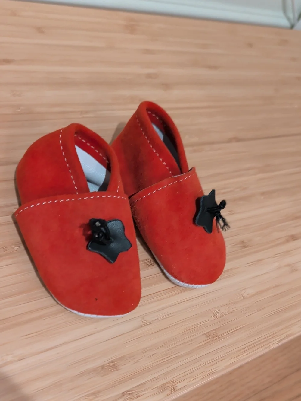 Red Suede Baby Shoes with Star Accent